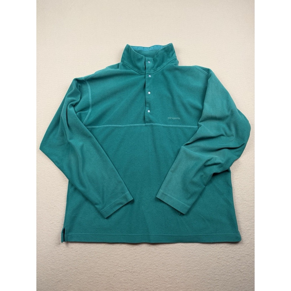 Vintage Patagonia Synchilla Snap-T Fleece Pullover Teal 90s Made In USA Sz - M